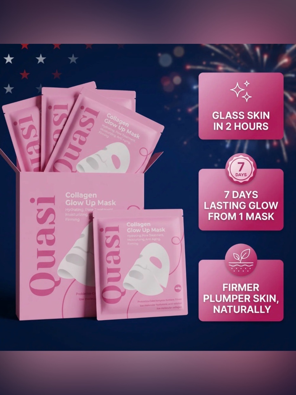 QUASI- Collagen Glow Up Mask - 1 INDIVIDUAL MASK